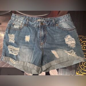 Distressed Denim Shorts